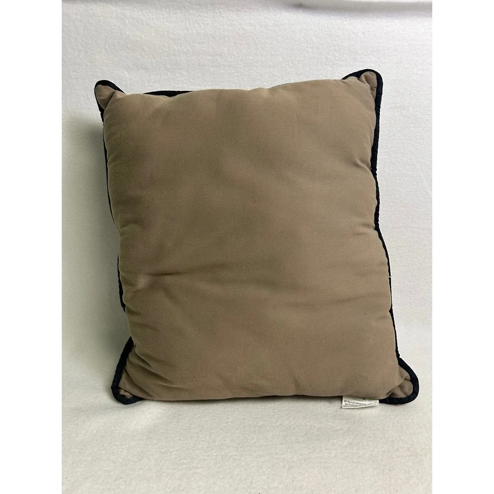 Vintage Rustic Unbranded 16x18 Tan Old World Santa Houndstooth Pillow